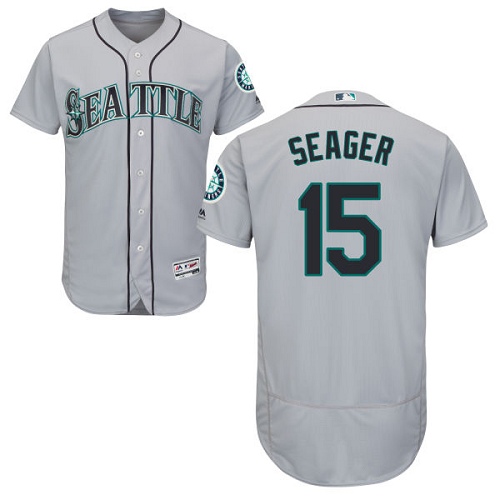 Mariners #15 Kyle Seager Grey Flexbase Authentic Collection Stitched MLB Jersey
